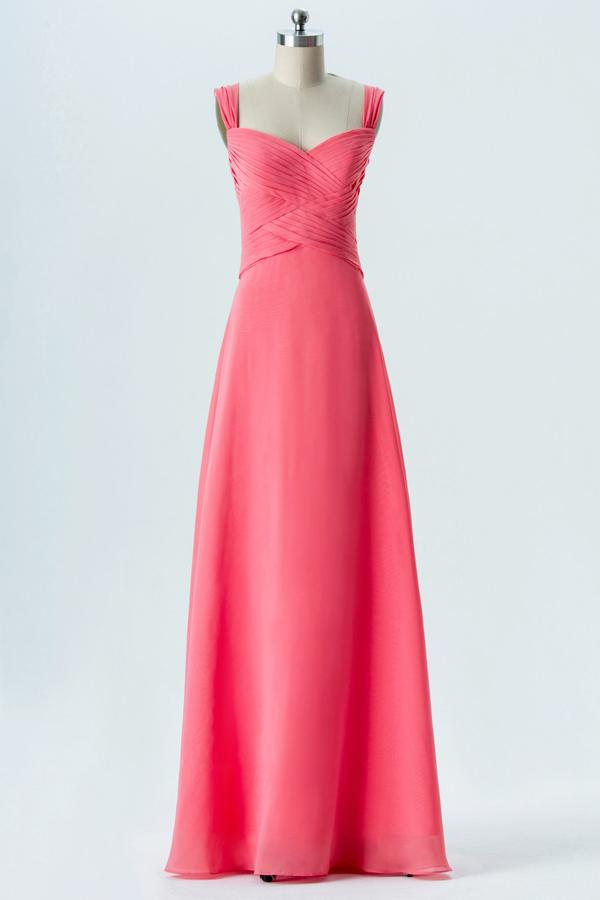 bright coral bridesmaid dresses