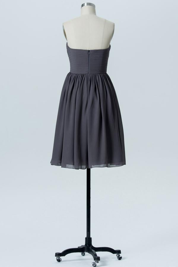 Short Bridesmaid Dress Charcoal Grey