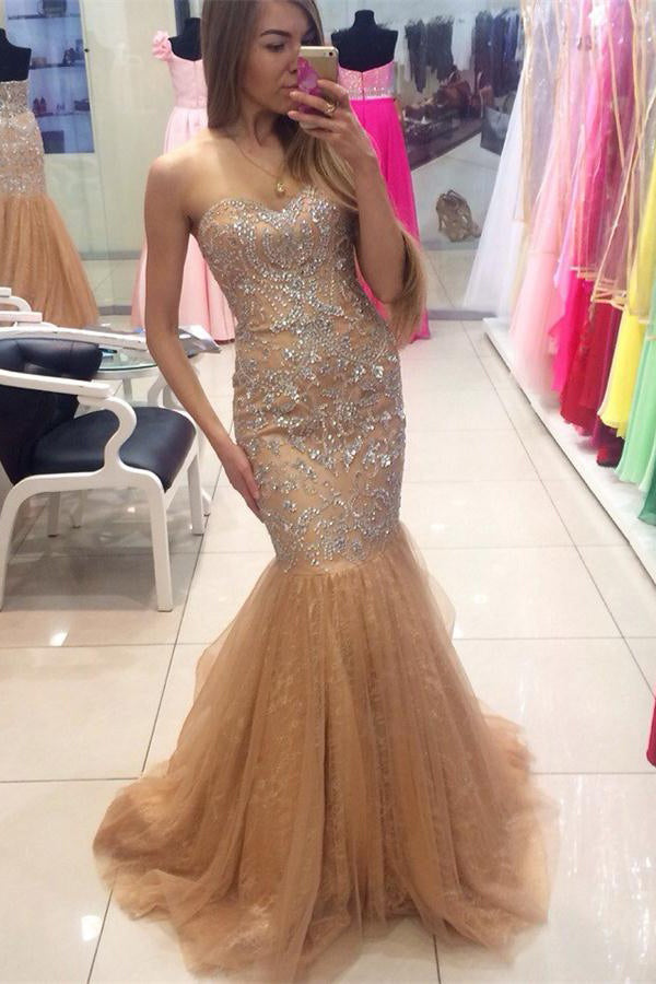 Champagne Mermaid Prom Dress