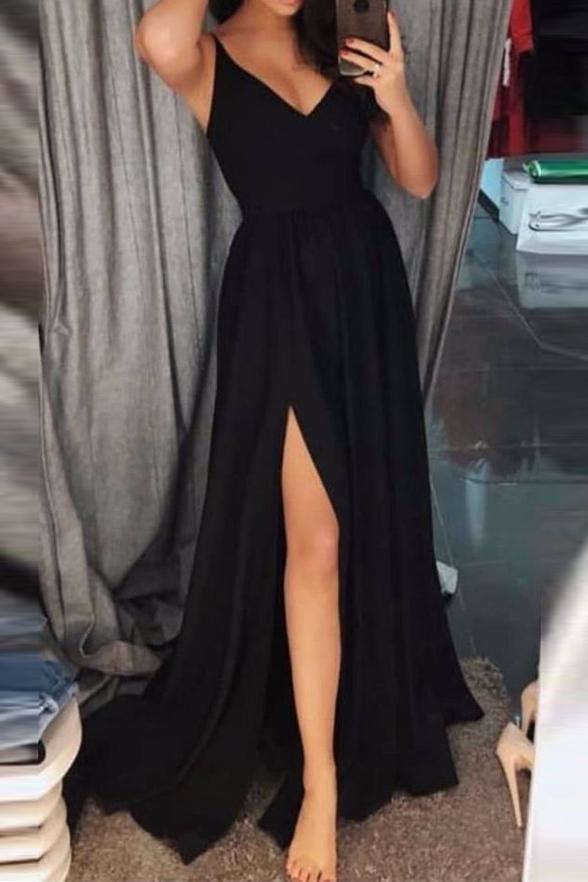 Flowy Black Prom Dresses