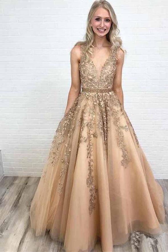 A-line Long Sleeves Gold Lace Short Homecoming Dresses For Teens - Bohogown