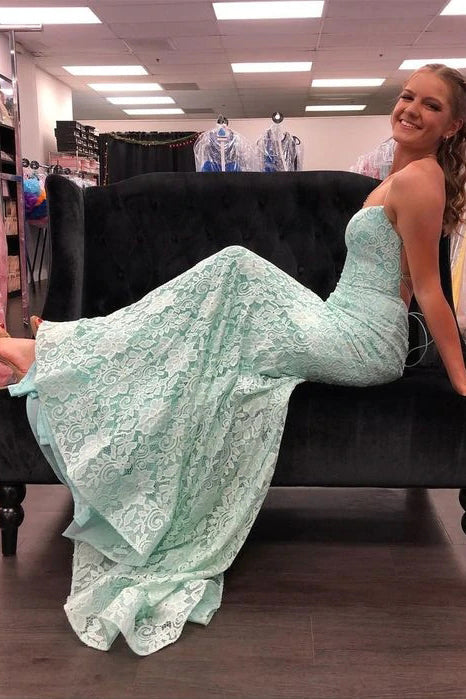 mint green mermaid prom dresses