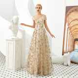 Cap Sleeves  Floor-length Lace A-line Embroidery Train chiffon A-line Prom Gowns 13-31332