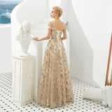 Cap Sleeves  Floor-length Lace A-line Embroidery Train chiffon A-line Prom Gowns 13-31332