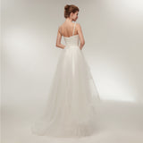 HI-Lo Stain Spaghetti Straps A-line Lace Chiffon Wedding Dresses