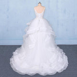 Spaghetti Straps Floor Length Tulle Wedding Dress With Ruffles, Long Bridal Dress N2347