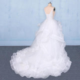 Spaghetti Straps Floor Length Tulle Wedding Dress With Ruffles, Long Bridal Dress N2347