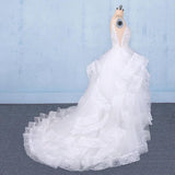 Spaghetti Straps Floor Length Tulle Wedding Dress With Ruffles, Long Bridal Dress N2347