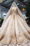 Gorgeous Long Sleeves Palace Wedding Dress, Lace Wedding Dress With Applique&Beads N1652