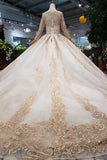 Gorgeous Long Sleeves Palace Wedding Dress, Lace Wedding Dress With Applique&Beads N1652