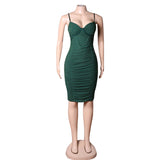 Elegant Green Spaghetti Straps Pleats Short Homecoming Dress