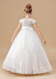 Princess Lace Satin Flower Girl Dress With Bowknot FL0044