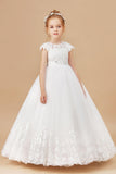 Princess Lace Satin Flower Girl Dress With Bowknot FL0044