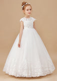 Princess Lace Satin Flower Girl Dress With Bowknot FL0044