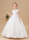 Princess Lace Satin Flower Girl Dress With Bowknot FL0044