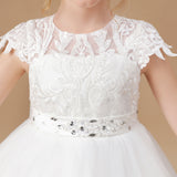 Princess Lace Satin Flower Girl Dress With Bowknot FL0044