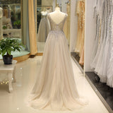 V-neck Chiffon Beaded Embroidery A-line Sleeveless Floor-length Prom Dresses 11-48712