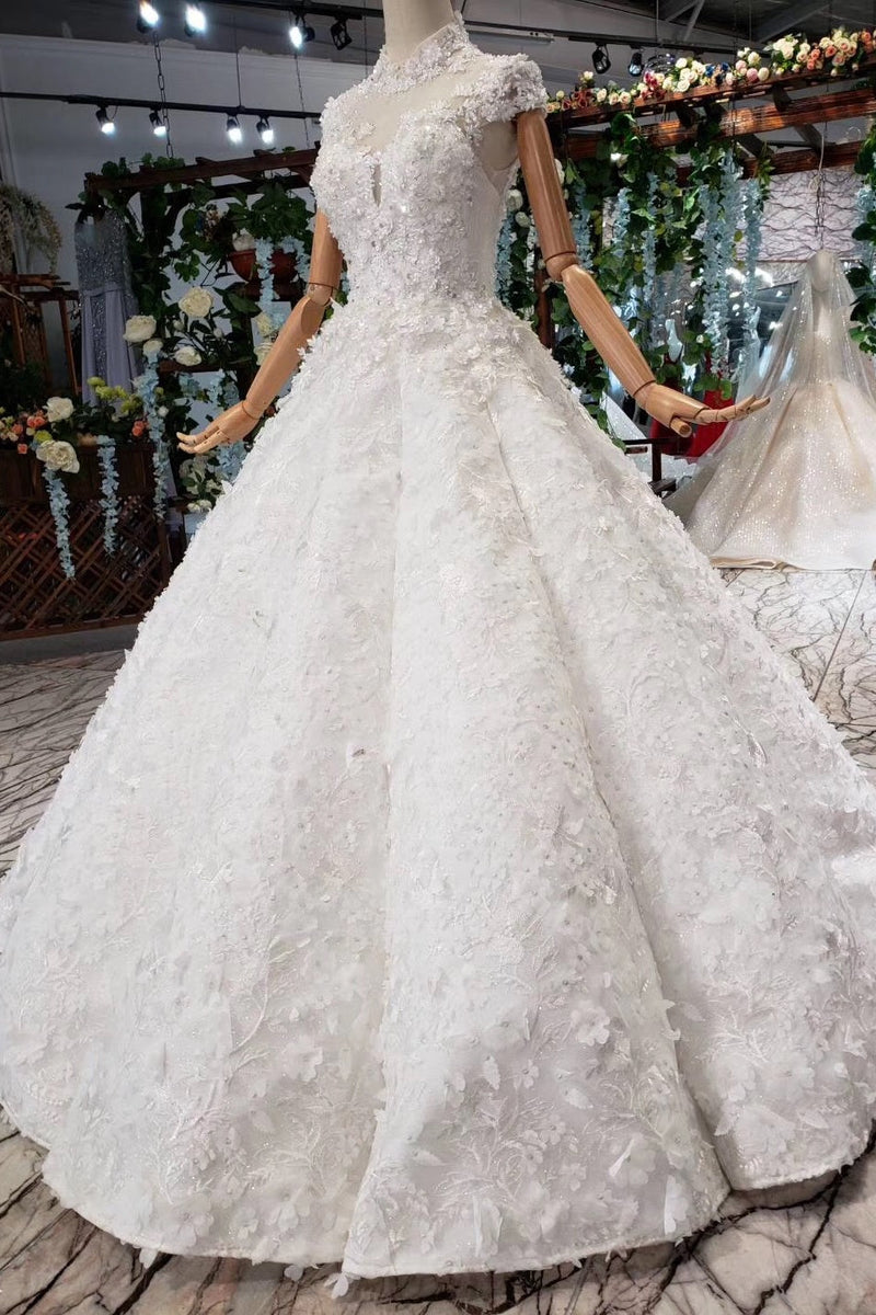 Amazing Ivory Open Back Lace Bridal Dress Wedding Dress Ball Gown ...