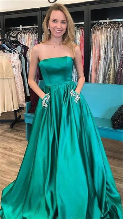 Lovely Sky Blue Strapless Lace Up Long Beaded Satin Prom Dress For Tee ...