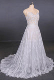 Spaghetti Straps Sweetheart Lace Wedding Dress Lace Bridal Dresses With Long Train N2284