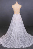 Spaghetti Straps Sweetheart Lace Wedding Dress Lace Bridal Dresses With Long Train N2284