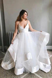 White Sapghetti Straps Beach Wedding Dress Sexy Simple Boho Wedding Gowns N1790