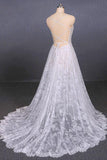 Spaghetti Straps Sweetheart Lace Wedding Dress Lace Bridal Dresses With Long Train N2284